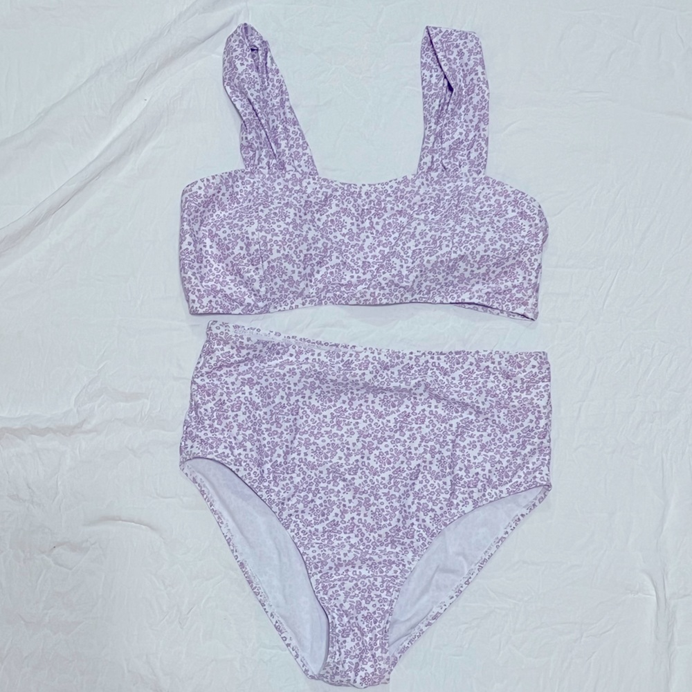 Shein lavender and white floral bikini